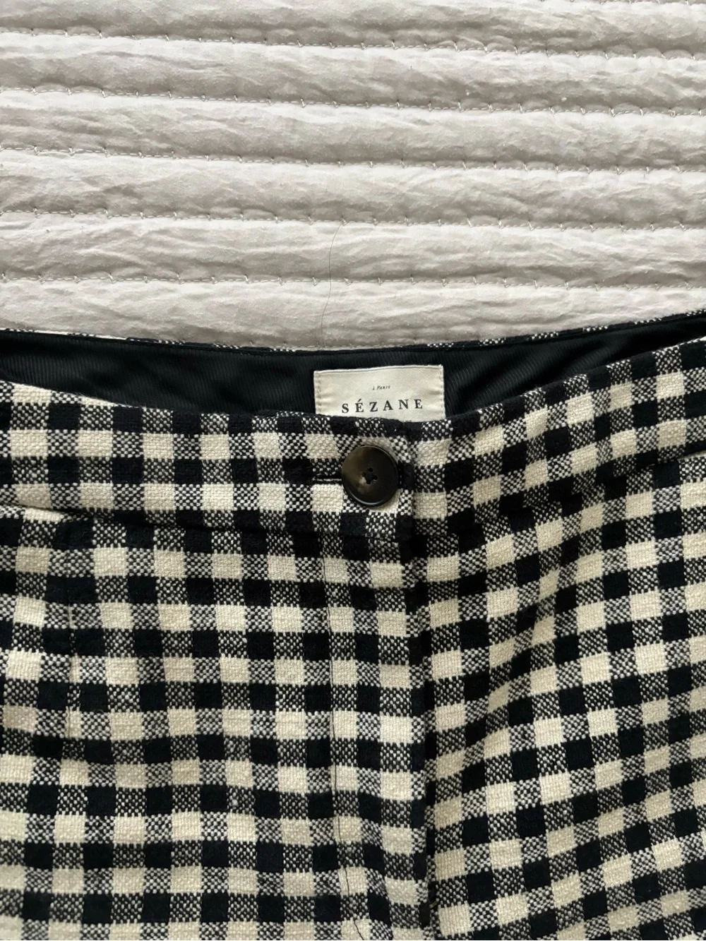 Sezane Martin Crop Trousers Black/ Ecru Gingham - Size 6 - Picture 7 of 9